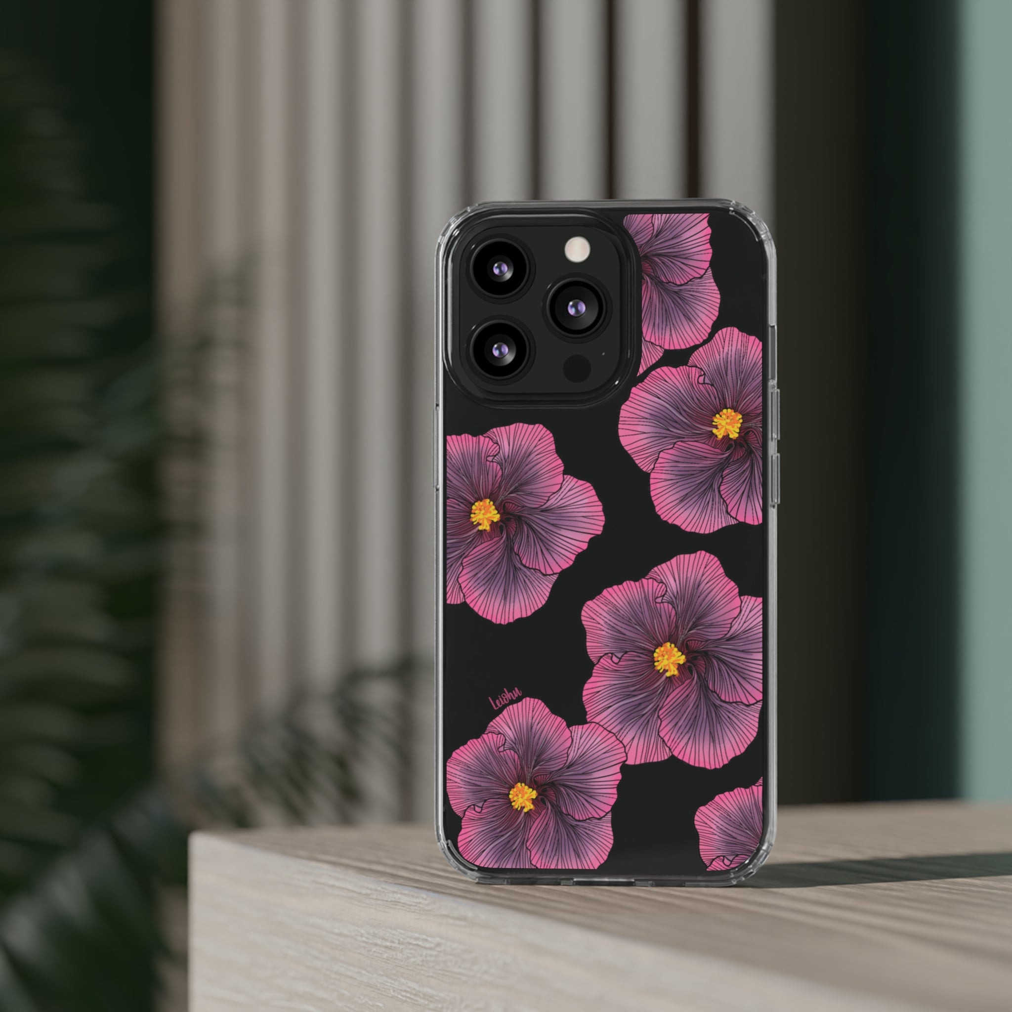 Sunset Hibiscus - Clear Case - LEIOHU DESIGNS