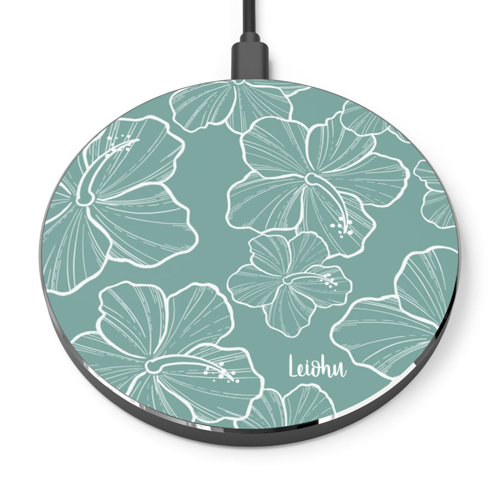 Hibiscus - Teal - Wireless Charger - LEIOHU DESIGNS